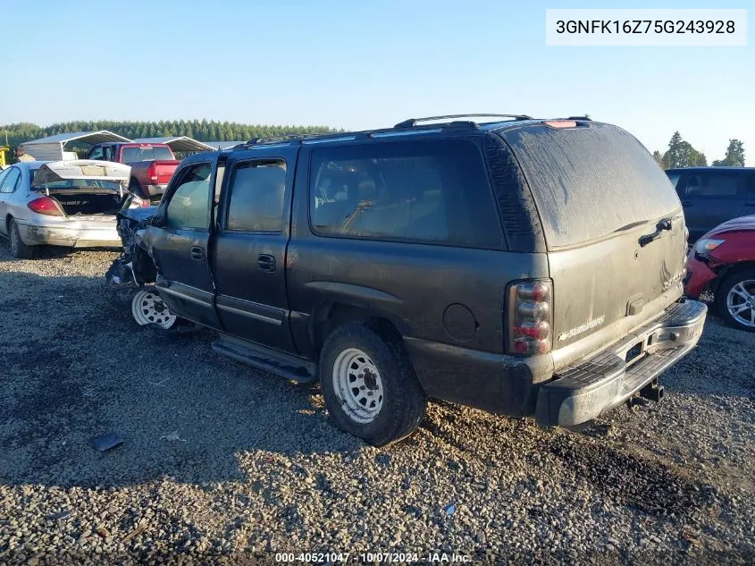 3GNFK16Z75G243928 2005 Chevrolet Suburban 1500 Ls