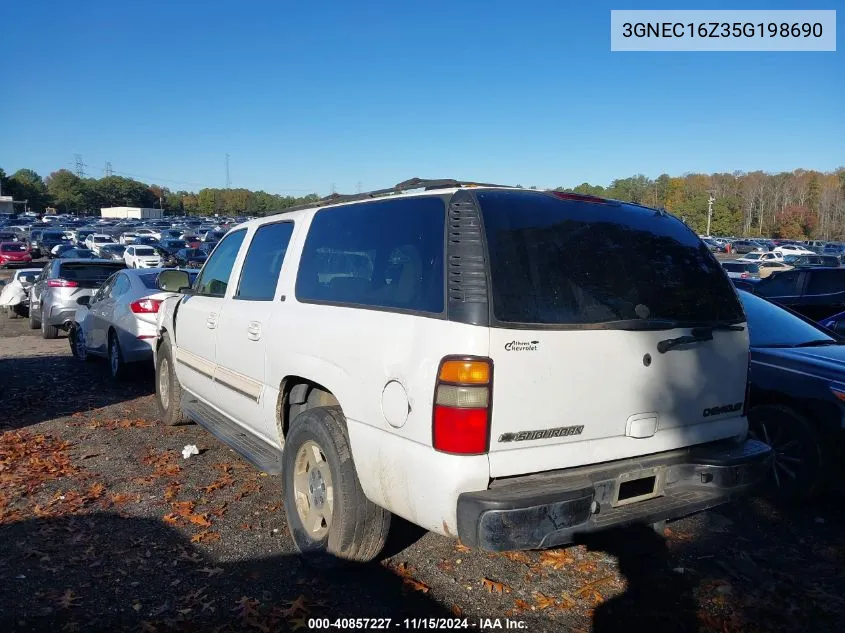 2005 Chevrolet Suburban Lt VIN: 3GNEC16Z35G198690 Lot: 40857227