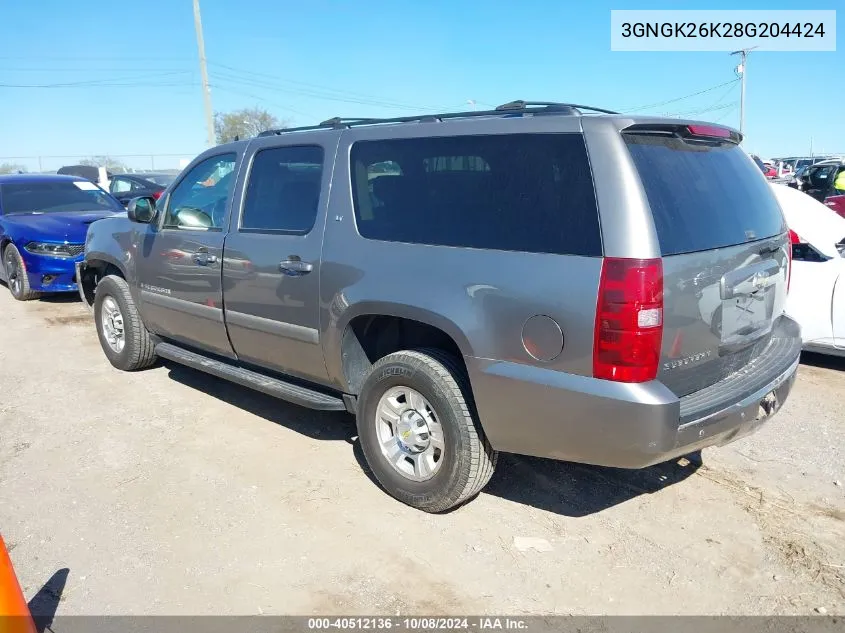 2008 Chevrolet Suburban 2500 Lt VIN: 3GNGK26K28G204424 Lot: 40512136