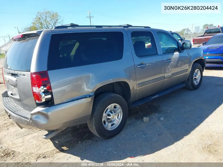 2008 Chevrolet Suburban 2500 Lt VIN: 3GNGK26K28G204424 Lot: 40512136