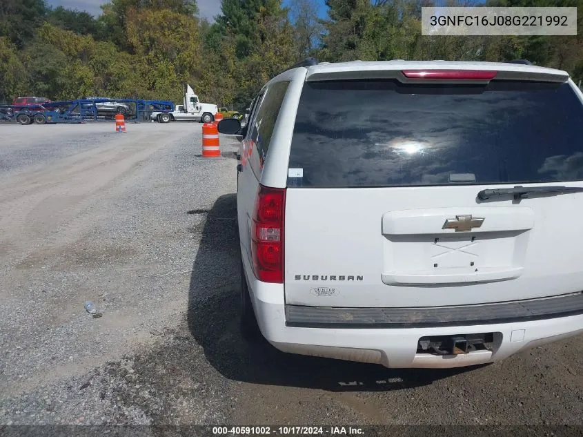 2008 Chevrolet Suburban C1500 Ls VIN: 3GNFC16J08G221992 Lot: 40591002