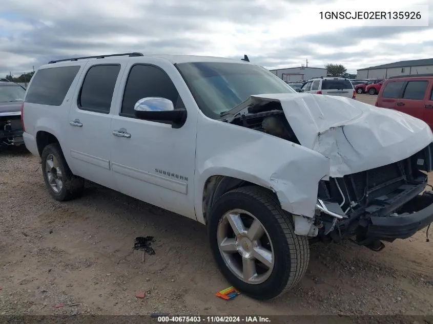 2014 Chevrolet Suburban C1500 Lt VIN: 1GNSCJE02ER135926 Lot: 40675403