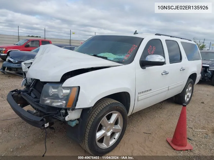 2014 Chevrolet Suburban C1500 Lt VIN: 1GNSCJE02ER135926 Lot: 40675403