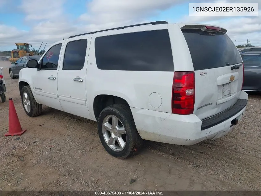 2014 Chevrolet Suburban C1500 Lt VIN: 1GNSCJE02ER135926 Lot: 40675403