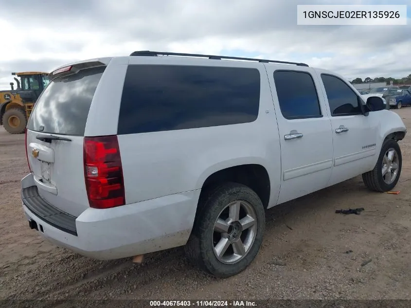 2014 Chevrolet Suburban C1500 Lt VIN: 1GNSCJE02ER135926 Lot: 40675403