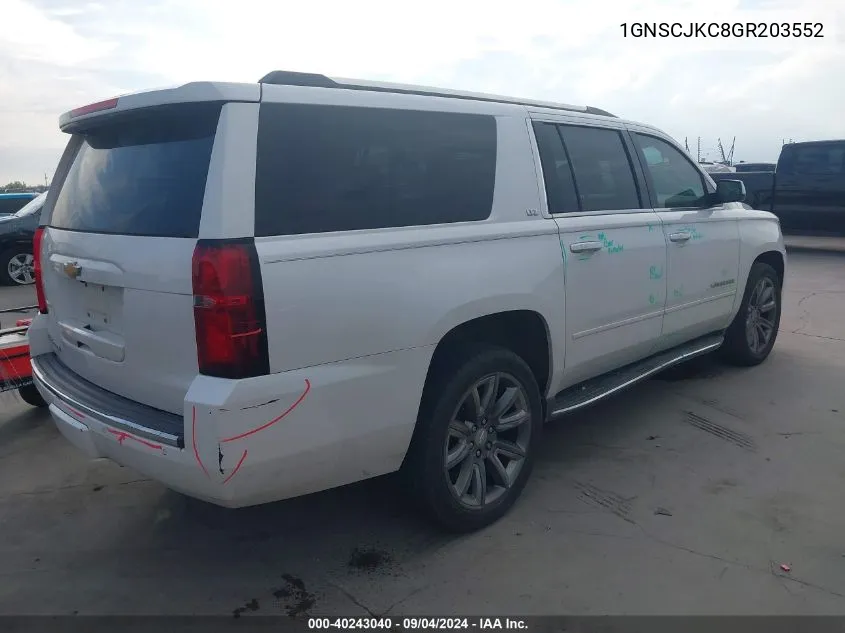 1GNSCJKC8GR203552 2016 Chevrolet Suburban Ltz