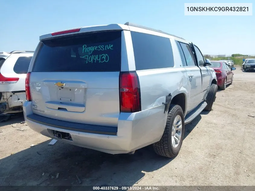 2016 Chevrolet Suburban K1500 Lt VIN: 1GNSKHKC9GR432821 Lot: 40337629