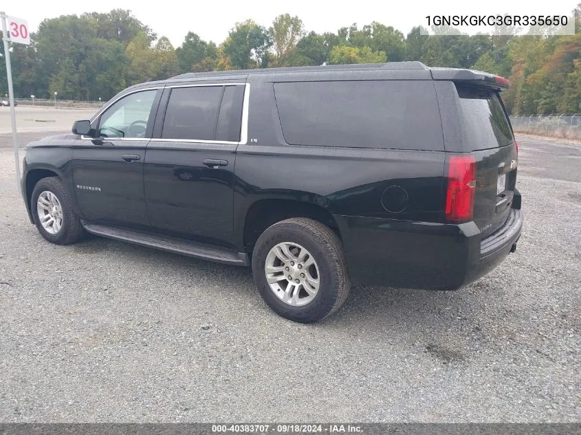 2016 Chevrolet Suburban K1500 Ls VIN: 1GNSKGKC3GR335650 Lot: 40383707