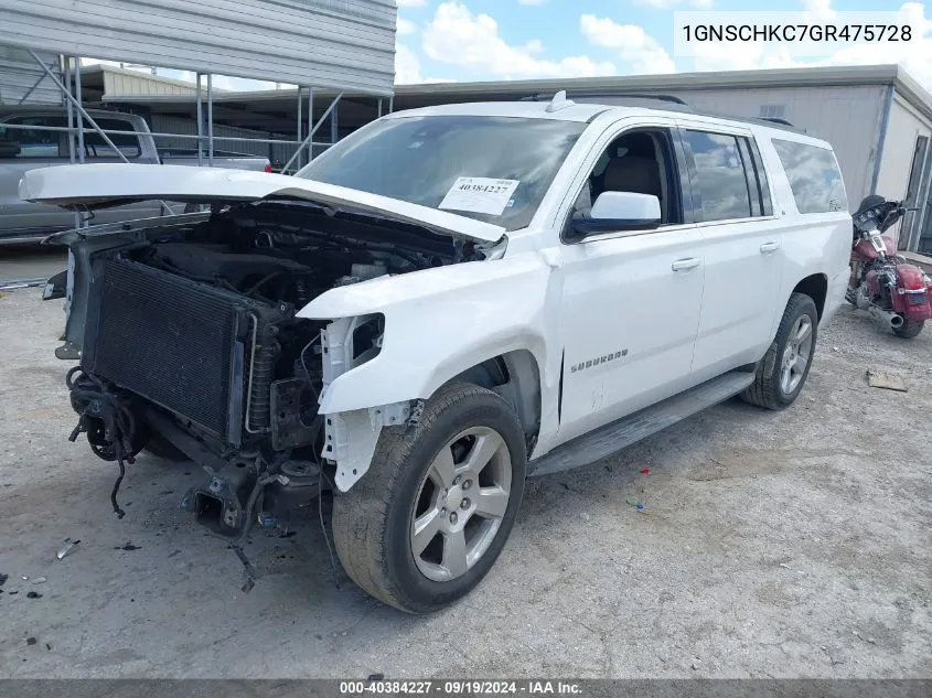 2016 Chevrolet Suburban Lt VIN: 1GNSCHKC7GR475728 Lot: 40384227