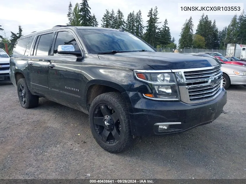 2016 Chevrolet Suburban Ltz VIN: 1GNSKJKCXGR103553 Lot: 40438641