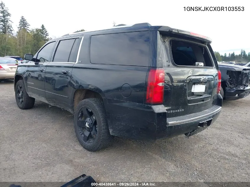 2016 Chevrolet Suburban Ltz VIN: 1GNSKJKCXGR103553 Lot: 40438641