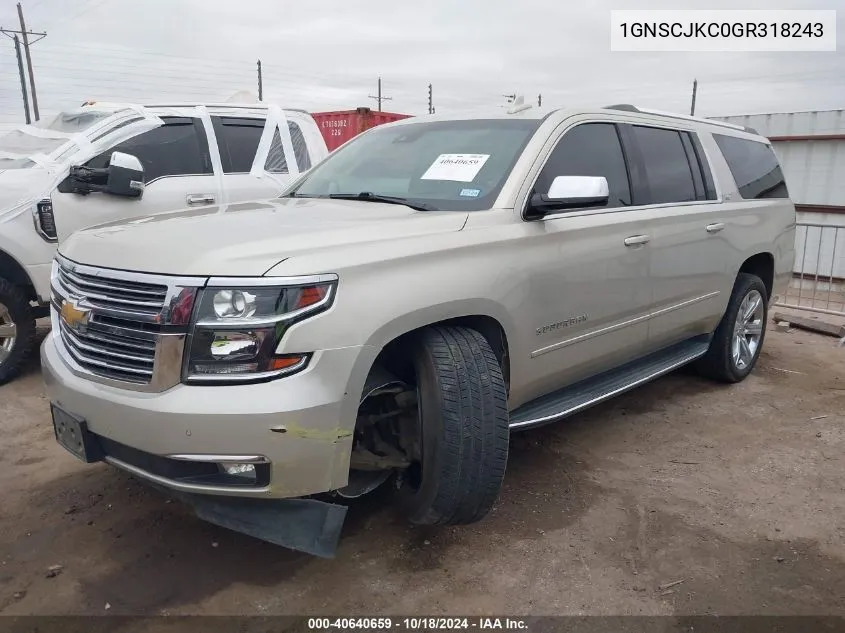 2016 Chevrolet Suburban Ltz VIN: 1GNSCJKC0GR318243 Lot: 40640659