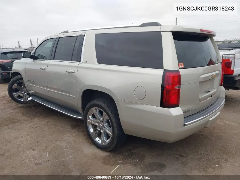 2016 Chevrolet Suburban Ltz VIN: 1GNSCJKC0GR318243 Lot: 40640659