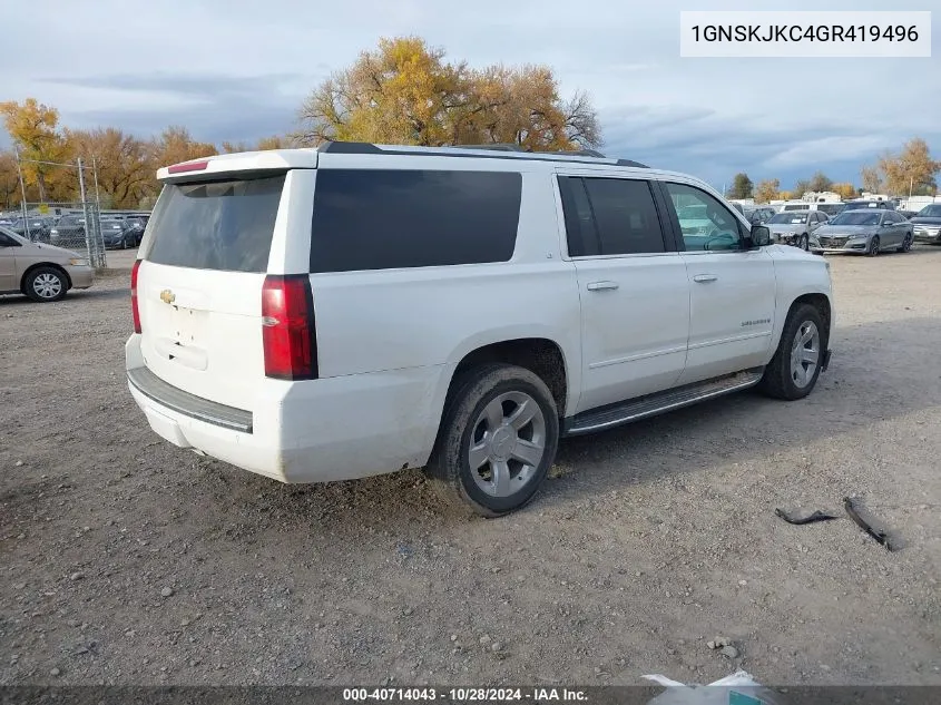 2016 Chevrolet Suburban Ltz VIN: 1GNSKJKC4GR419496 Lot: 40714043