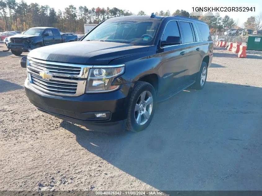 2016 Chevrolet Suburban Lt VIN: 1GNSKHKC2GR352941 Lot: 40826042