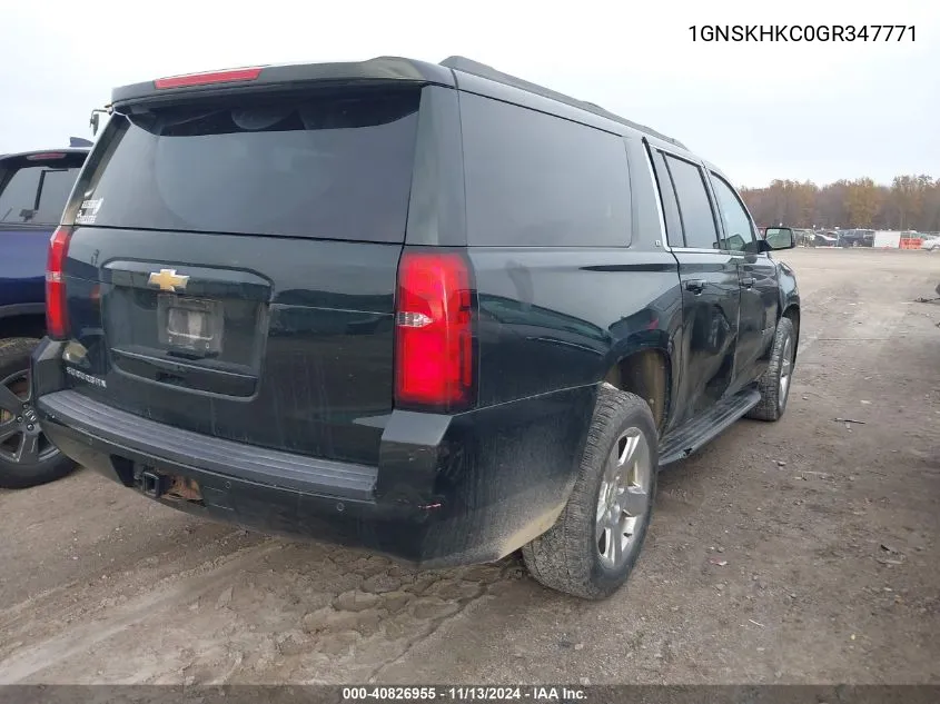 2016 Chevrolet Suburban Lt VIN: 1GNSKHKC0GR347771 Lot: 40826955