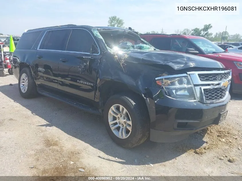 2017 Chevrolet Suburban C1500 Lt VIN: 1GNSCHKCXHR196081 Lot: 40098952