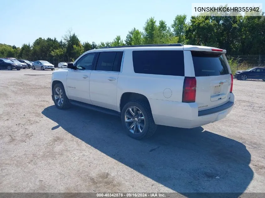 2017 Chevrolet Suburban Lt VIN: 1GNSKHKC6HR355942 Lot: 40342878