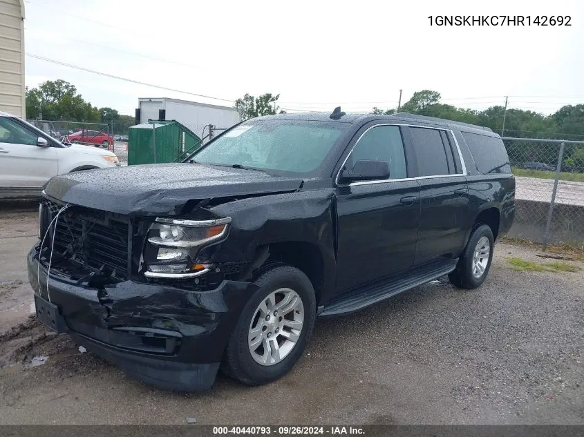 2017 Chevrolet Suburban Lt VIN: 1GNSKHKC7HR142692 Lot: 40440793