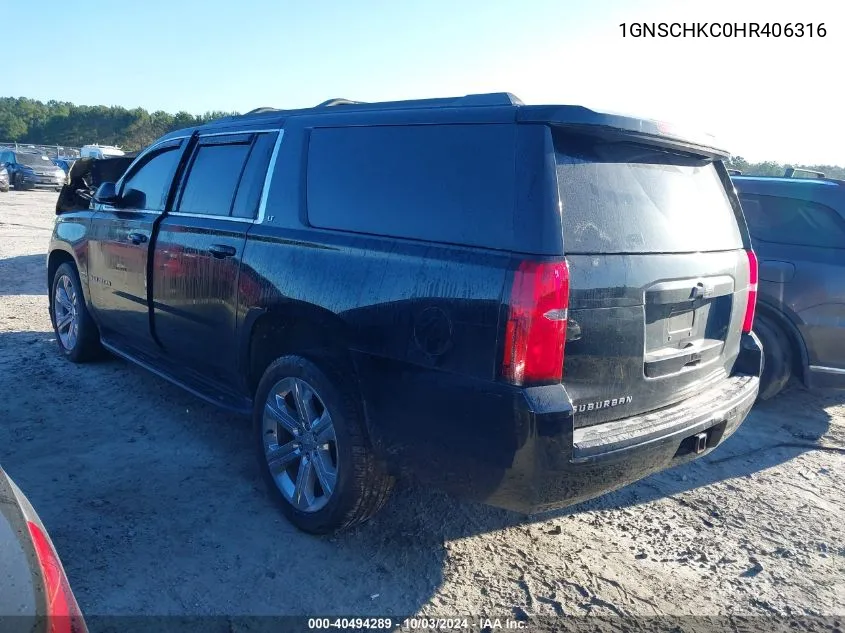 2017 Chevrolet Suburban Lt VIN: 1GNSCHKC0HR406316 Lot: 40494289