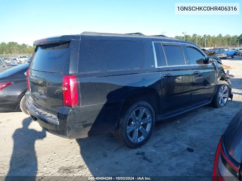 2017 Chevrolet Suburban Lt VIN: 1GNSCHKC0HR406316 Lot: 40494289