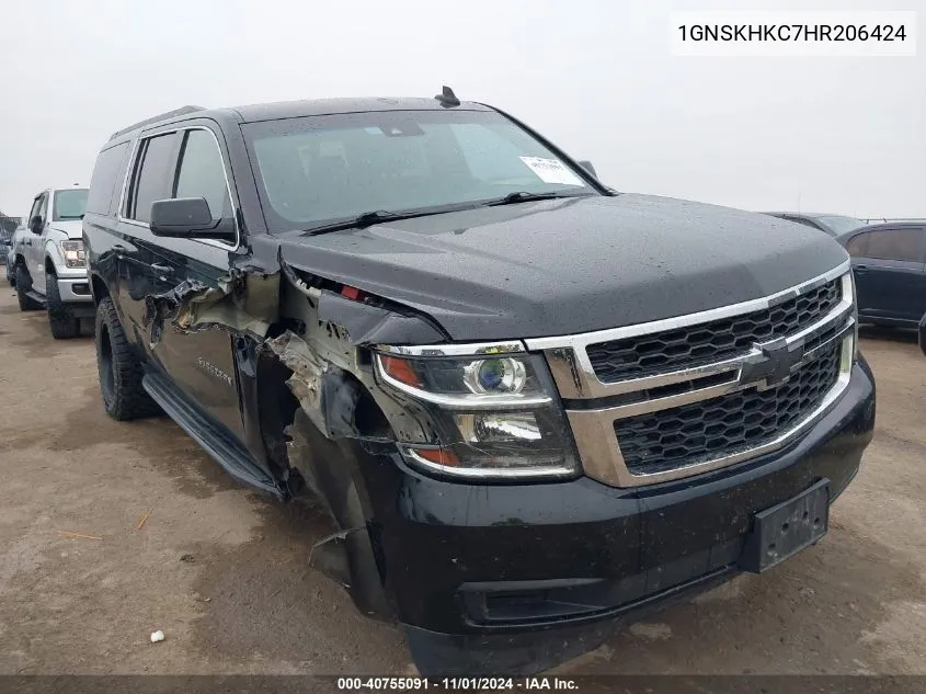 2017 Chevrolet Suburban Lt VIN: 1GNSKHKC7HR206424 Lot: 40755091