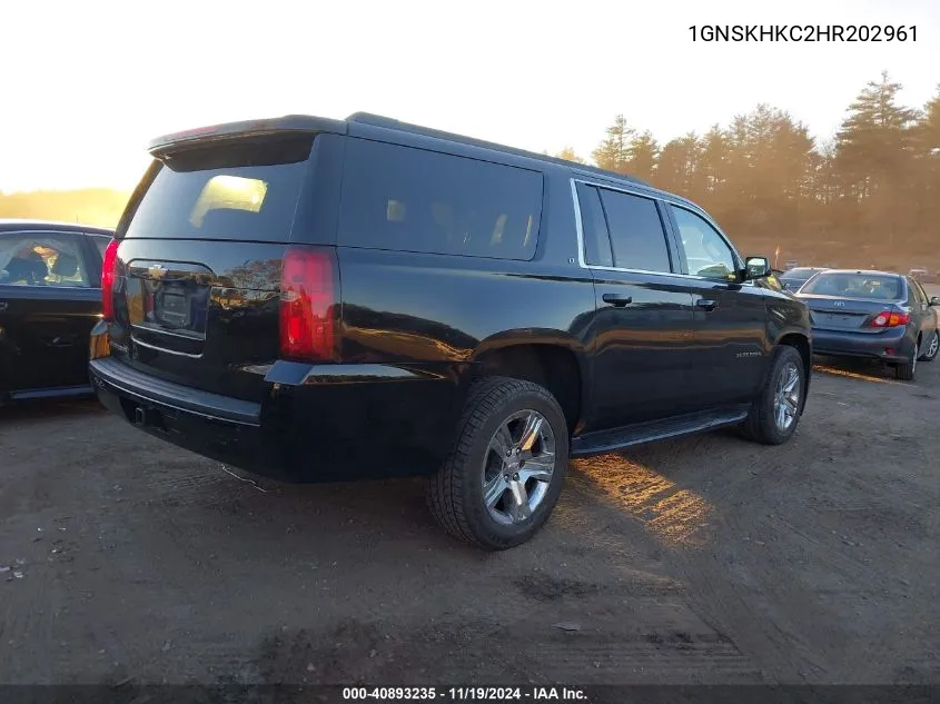 2017 Chevrolet Suburban Lt VIN: 1GNSKHKC2HR202961 Lot: 40893235