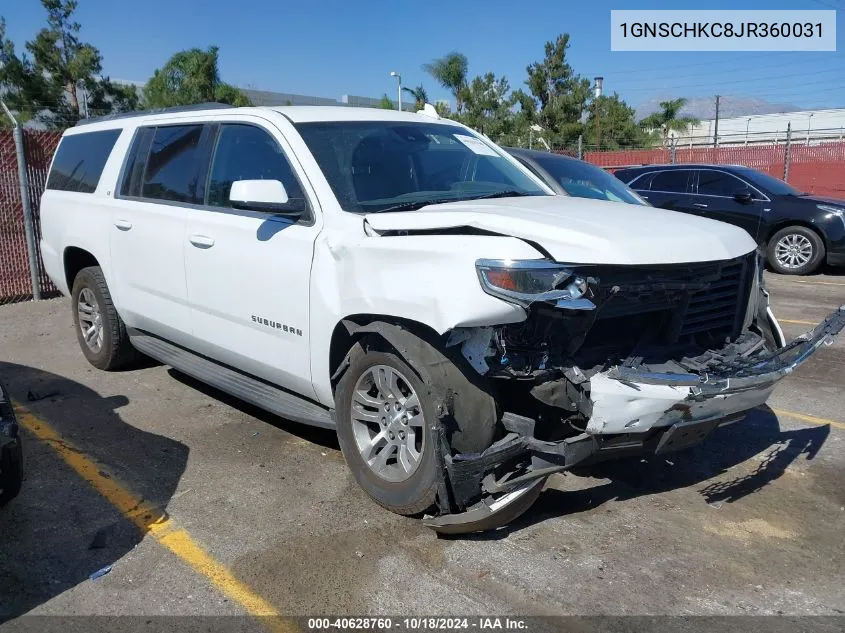 2018 Chevrolet Suburban Lt VIN: 1GNSCHKC8JR360031 Lot: 40628760