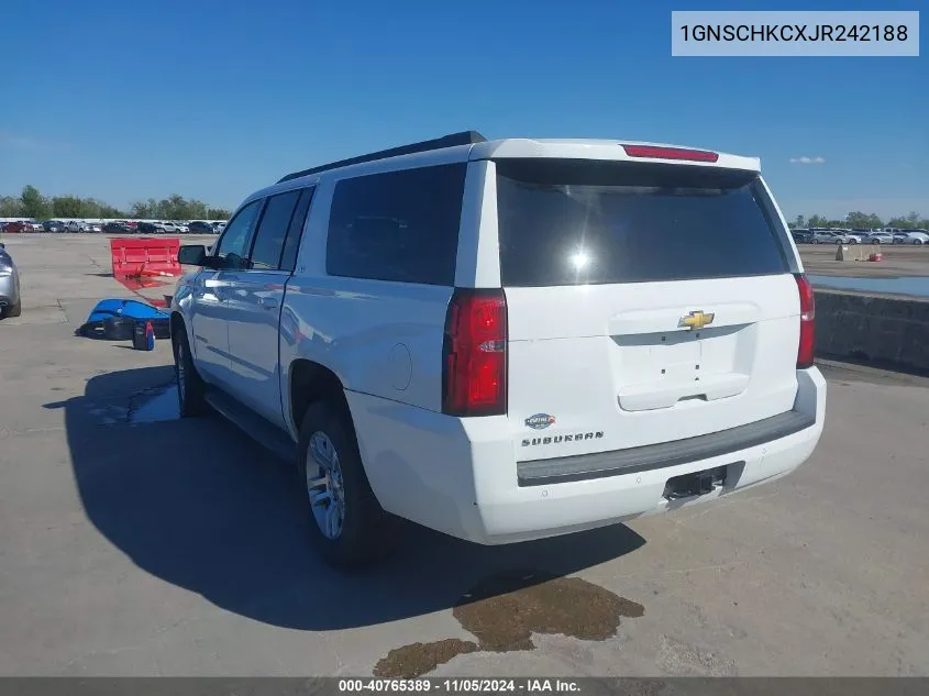 2018 Chevrolet Suburban Lt VIN: 1GNSCHKCXJR242188 Lot: 40765389