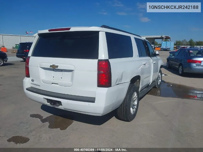 2018 Chevrolet Suburban Lt VIN: 1GNSCHKCXJR242188 Lot: 40765389