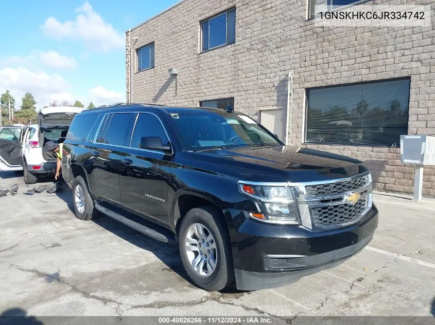 2018 Chevrolet Suburban Lt VIN: 1GNSKHKC6JR334742 Lot: 40826266