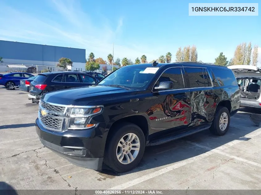 2018 Chevrolet Suburban Lt VIN: 1GNSKHKC6JR334742 Lot: 40826266