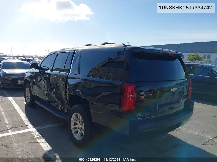 2018 Chevrolet Suburban Lt VIN: 1GNSKHKC6JR334742 Lot: 40826266