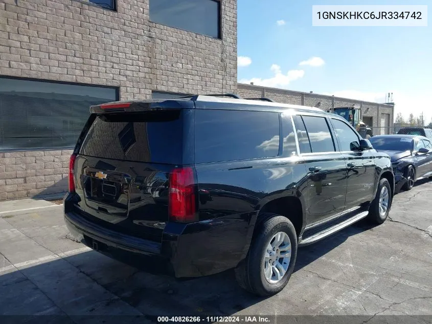 2018 Chevrolet Suburban Lt VIN: 1GNSKHKC6JR334742 Lot: 40826266