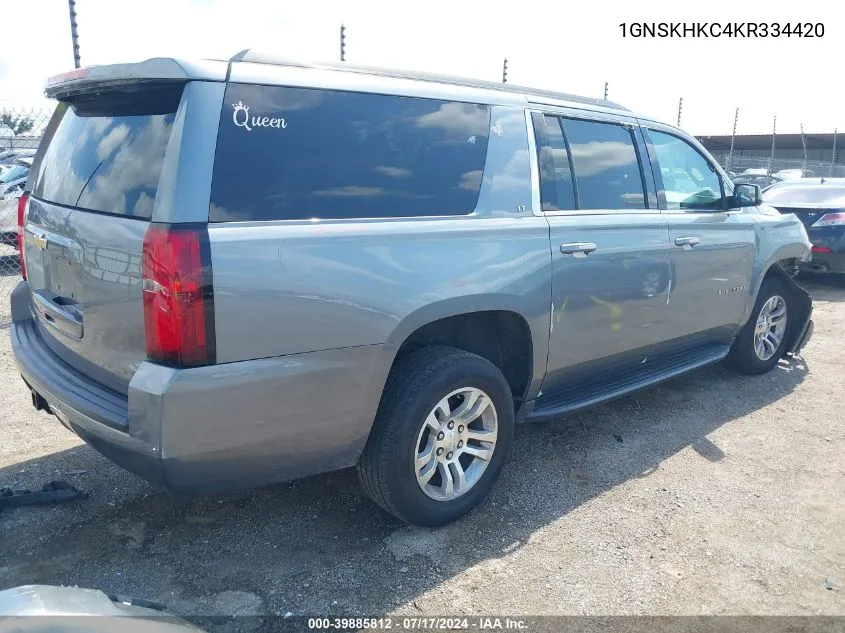 2019 Chevrolet Suburban Lt VIN: 1GNSKHKC4KR334420 Lot: 39885812