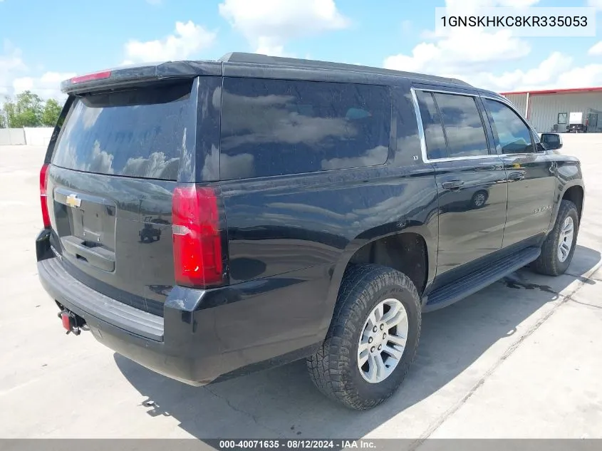 2019 Chevrolet Suburban Lt VIN: 1GNSKHKC8KR335053 Lot: 40071635