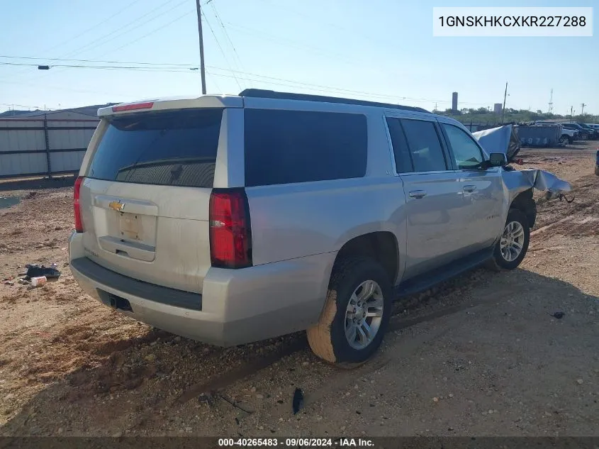 2019 Chevrolet Suburban Lt VIN: 1GNSKHKCXKR227288 Lot: 40265483