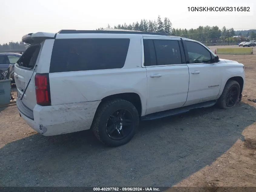 2019 Chevrolet Suburban Lt VIN: 1GNSKHKC6KR316582 Lot: 40297762