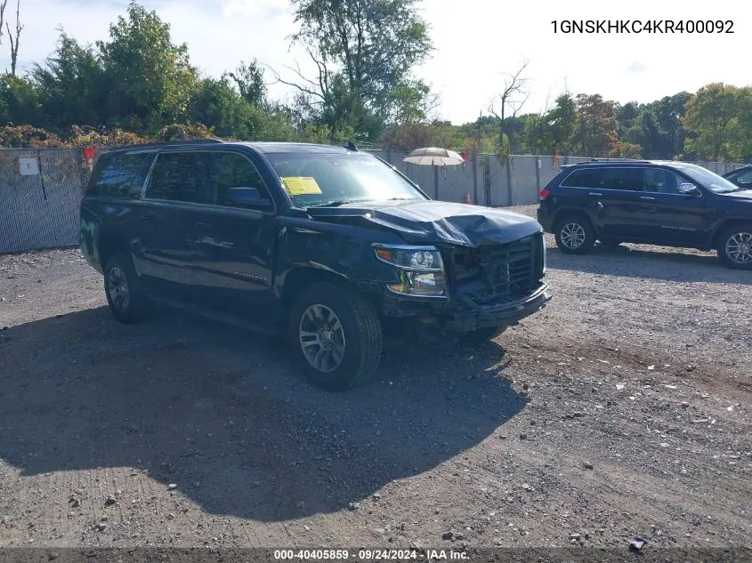 2019 Chevrolet Suburban Lt VIN: 1GNSKHKC4KR400092 Lot: 40405859