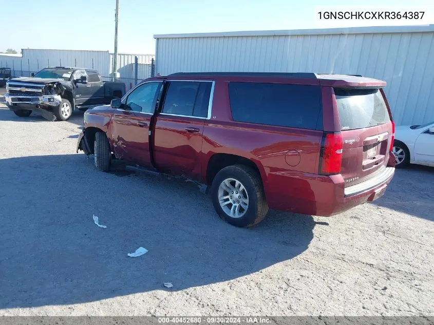 2019 Chevrolet Suburban C1500 Lt VIN: 1GNSCHKCXKR364387 Lot: 40452680