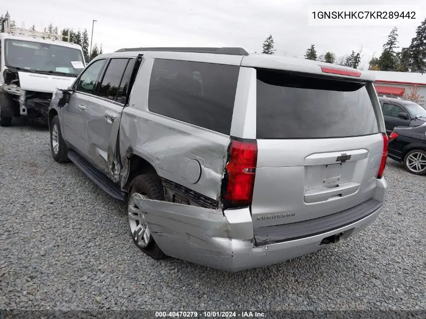 2019 Chevrolet Suburban Lt VIN: 1GNSKHKC7KR289442 Lot: 40470279