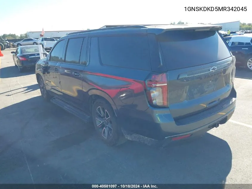 2021 Chevrolet Suburban 4Wd Z71 VIN: 1GNSKDKD5MR342045 Lot: 40581097