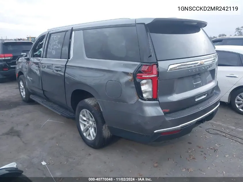 2021 Chevrolet Suburban 2Wd Lt VIN: 1GNSCCKD2MR242119 Lot: 40770048