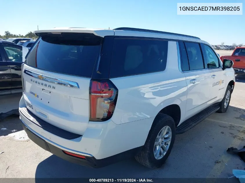 2021 Chevrolet Suburban 2Wd Commercial Fleet VIN: 1GNSCAED7MR398205 Lot: 40789213