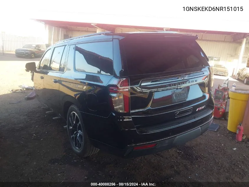 2022 Chevrolet Suburban K1500 Rst VIN: 1GNSKEKD6NR151015 Lot: 40088256