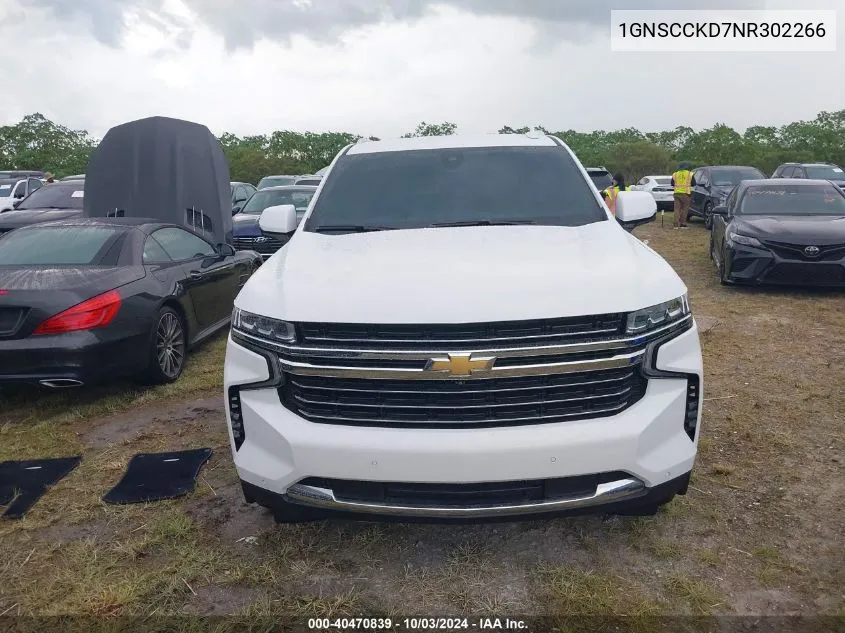 2022 Chevrolet Suburban 2Wd Lt VIN: 1GNSCCKD7NR302266 Lot: 40470839