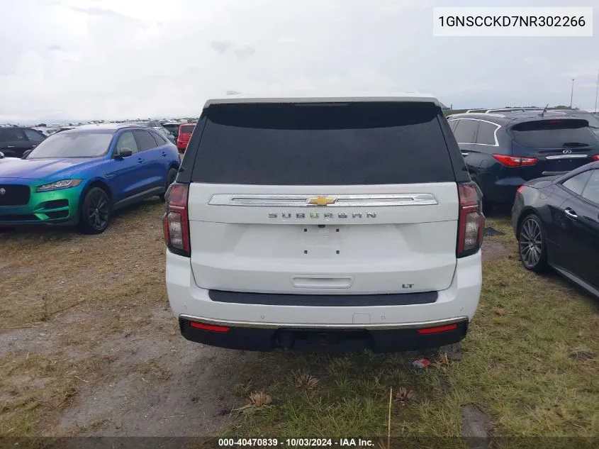 2022 Chevrolet Suburban 2Wd Lt VIN: 1GNSCCKD7NR302266 Lot: 40470839