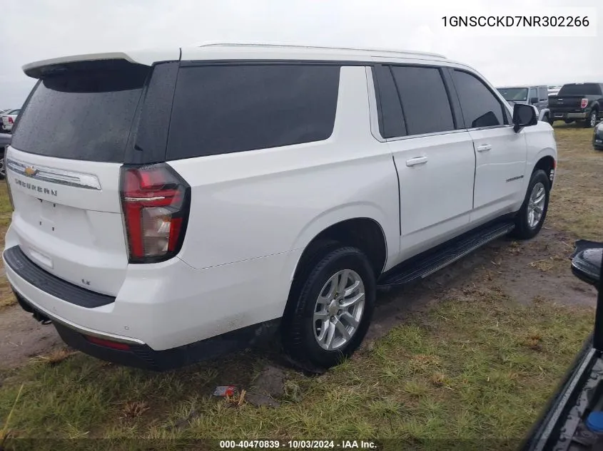 2022 Chevrolet Suburban 2Wd Lt VIN: 1GNSCCKD7NR302266 Lot: 40470839