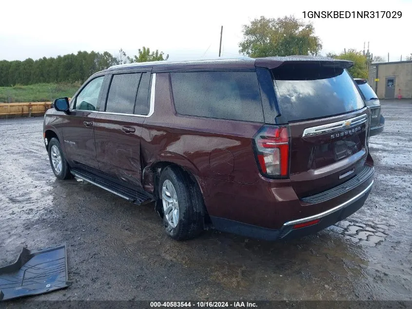 2022 Chevrolet Suburban 4Wd Ls VIN: 1GNSKBED1NR317029 Lot: 40583544