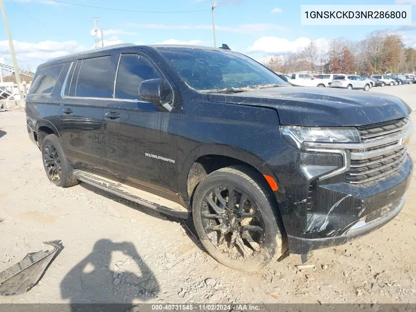 2022 Chevrolet Suburban 4Wd Lt VIN: 1GNSKCKD3NR286800 Lot: 40731545